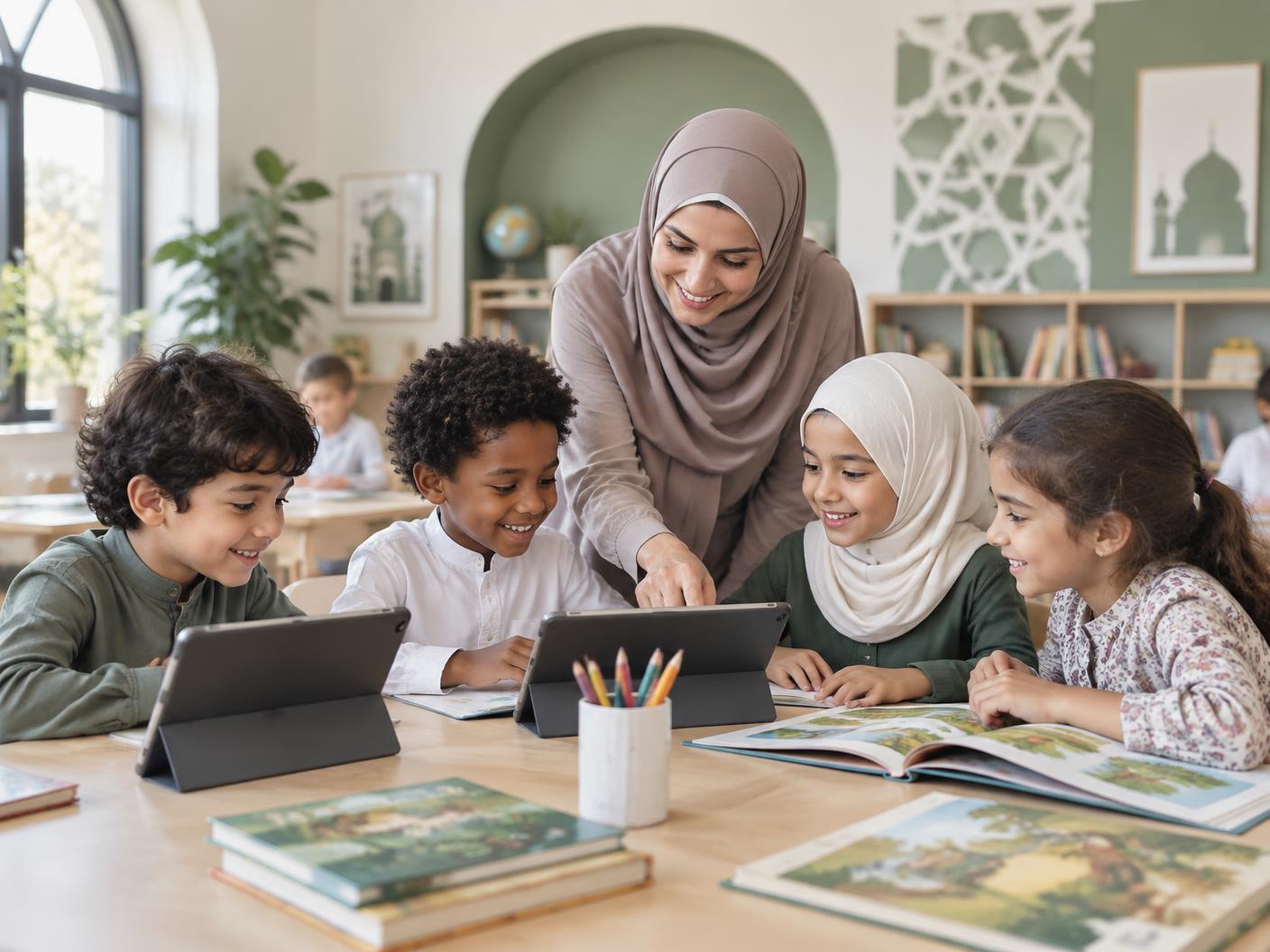 Children and teacher learning with classroom tools